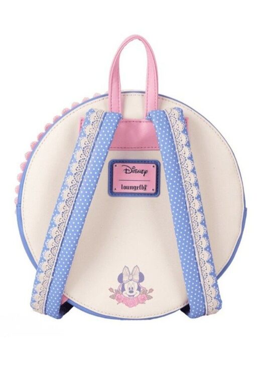 Minnie Mouse Floral and Lace Mini Backpack Round Embroidered Roses Dots NWT main image 5
